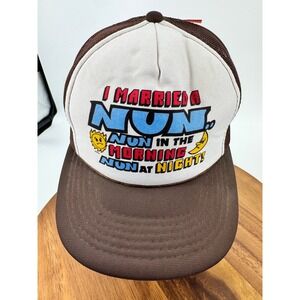 NoveltyTrucker Hat Cap I Married A Nun Mesh Cap Brown White  Gift